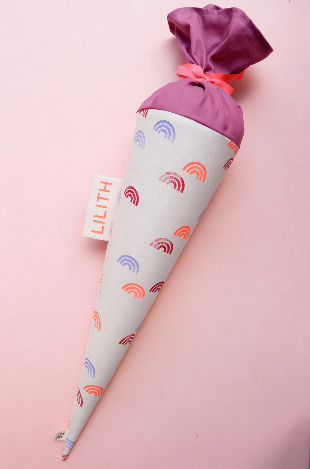 Schultüte aus Stoff – Motiv Regenbogen bunt