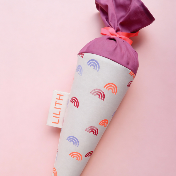 Schultüte aus Stoff – Motiv Regenbogen bunt