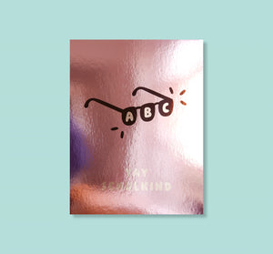 Spiegel-Postkarte "ABC-Brille" flieder