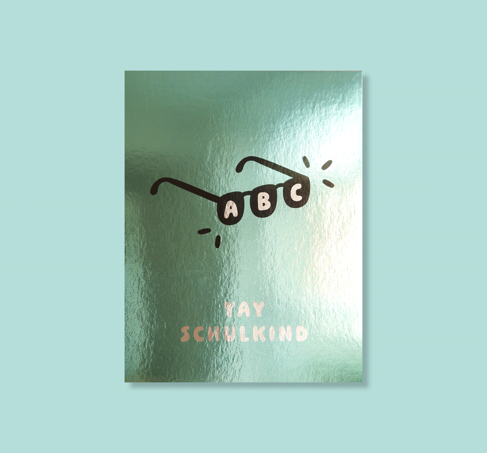 Spiegel-Postkarte "ABC-Brille" grün