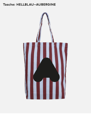 Tasche mit Initiale "HELLBLAU-AUBERGINE"