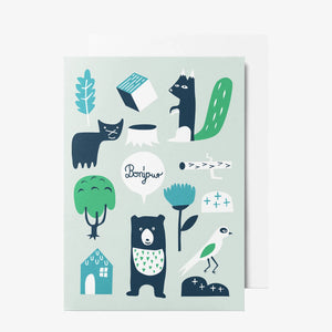 Klappkarte "Waldtiere grün" | Unter Pinien