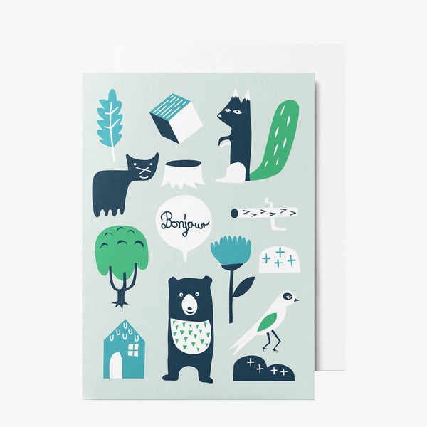 Klappkarte "Waldtiere grün" | Unter Pinien