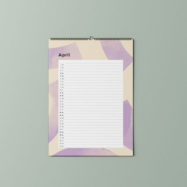 Familien-Wandkalender 2026 – mit frei wählbarer Spaltenanzahl | A3 | Recyclingpapier