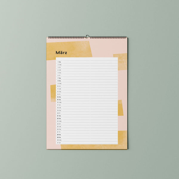 Familien-Wandkalender 2026 – mit frei wählbarer Spaltenanzahl | A3 | Recyclingpapier