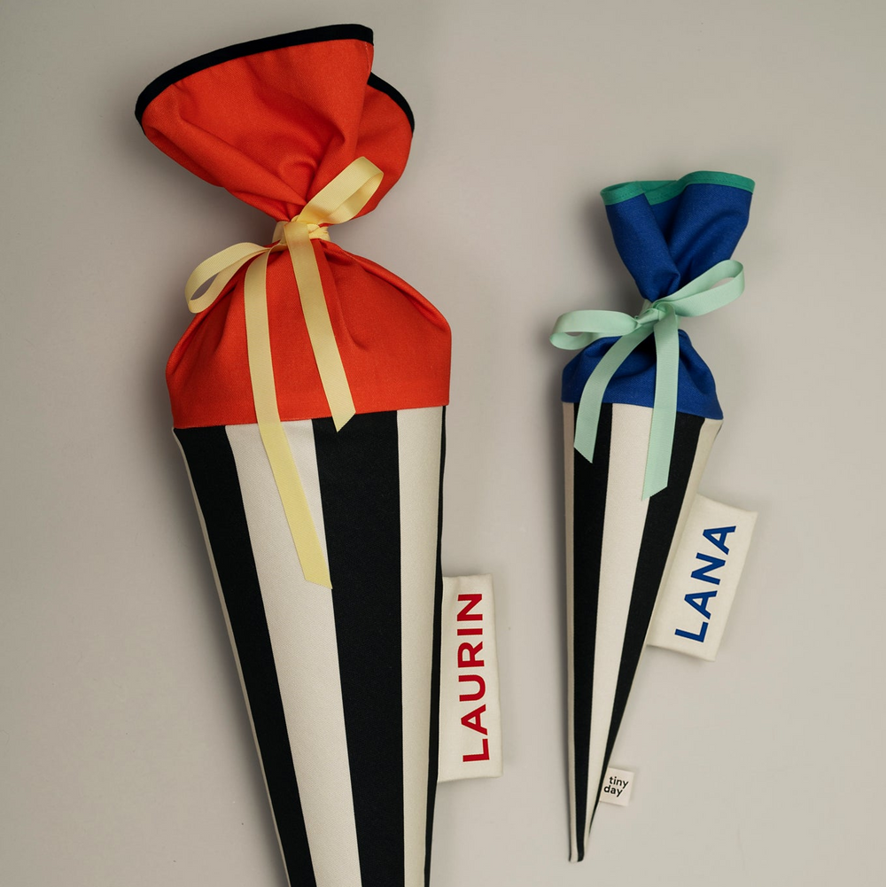 Schultüte aus Stoff –  STREIFEN schwarz / weiß