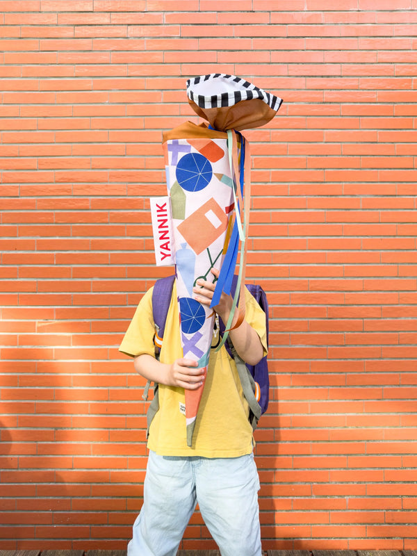 Schultüte aus Stoff Motiv Schoolstuff rose zur Einschulung, Designkooperation mit nicenicenice