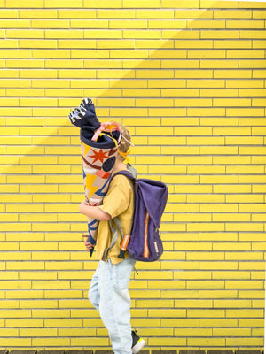 Schultüte aus Stoff Motiv Schoolstuff beige zur Einschulung, Designkooperation mit nicenicenice