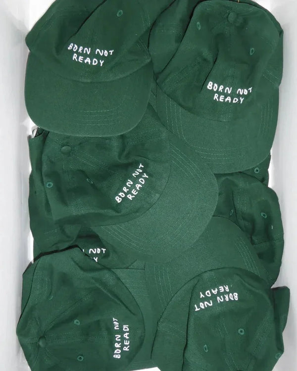 Cap mit Spruch BORN NOT READY  | Unisex  | Dunkelgrün